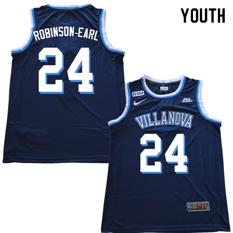 2019 Youth #24 Jeremiah Robinson-Earl Villanova Wildcats College Basketball Jerseys Sale-Navy - Click Image to Close